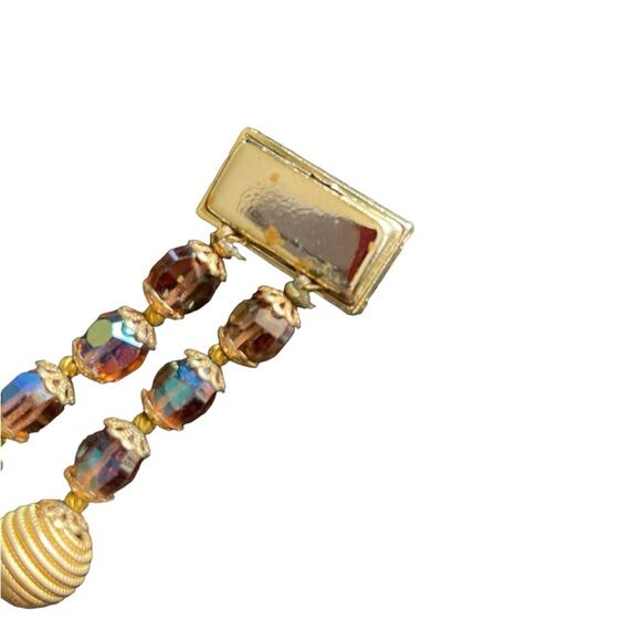 Amber and Gold Beaded Bracelet with Foral Open Box Clasp - Picture 2 of 5